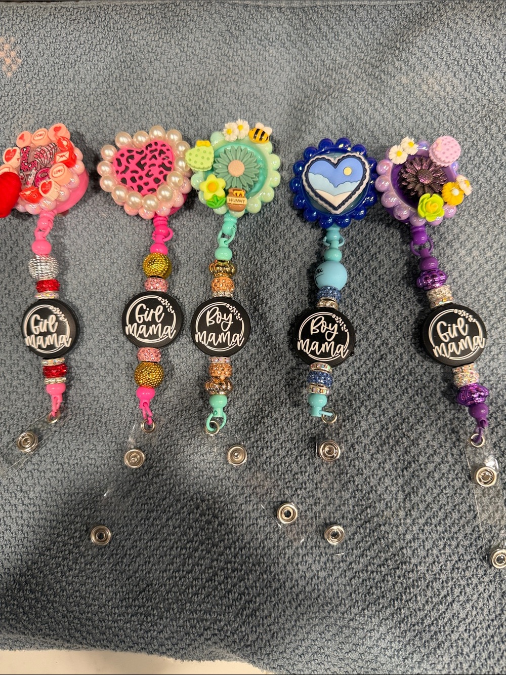 Colorful, “Girl Mama,” and “Boy Mama,”  Badge Reel - Heart Flower Designs.